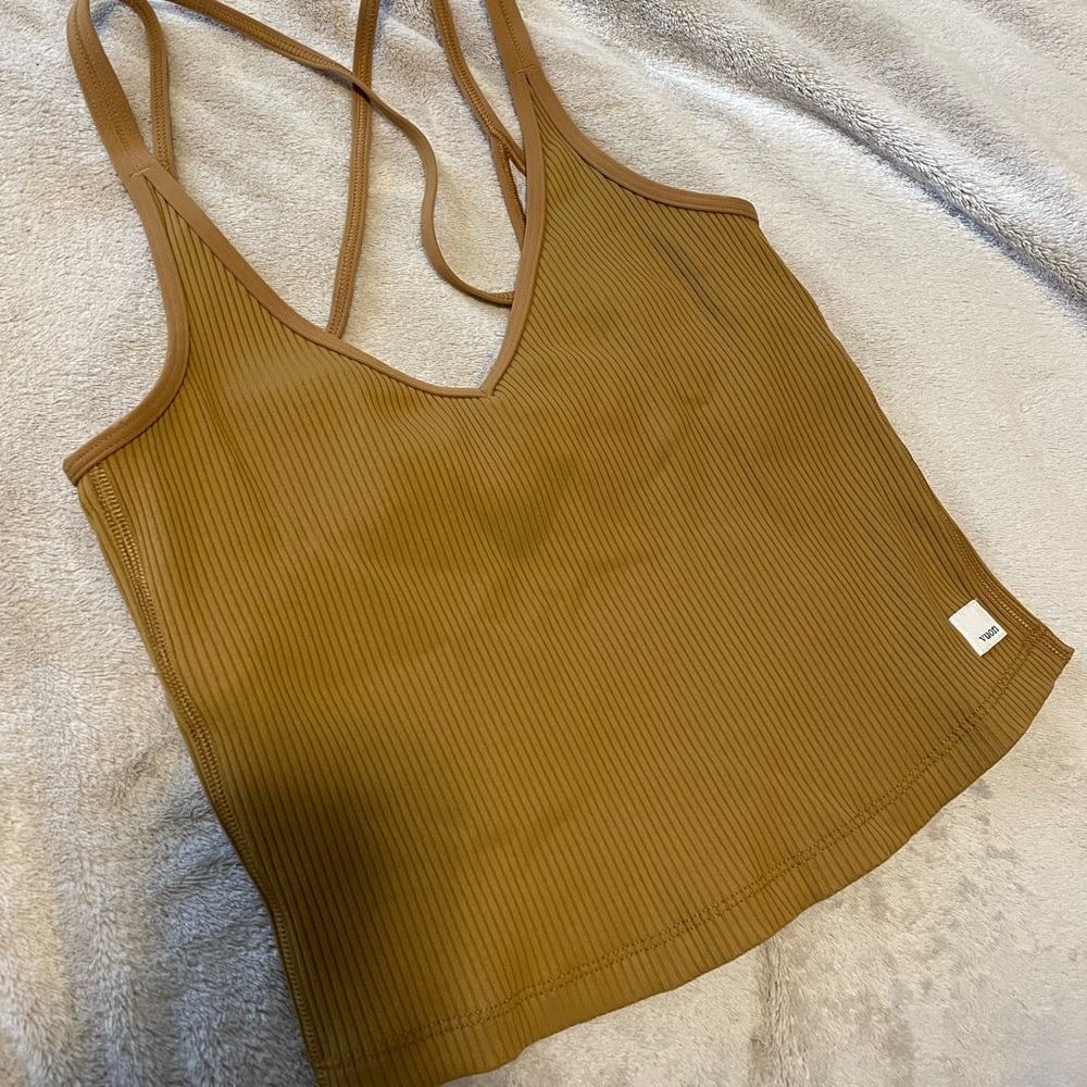 Vuori Mustard Ribbed Tank